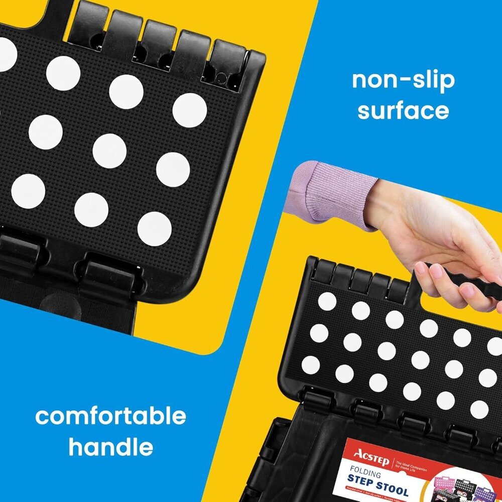 Folding Step Stool 9'' Tall Kids Step Stool Holds Up to 300 lb Plastic Foldable - Picture 5 of 9